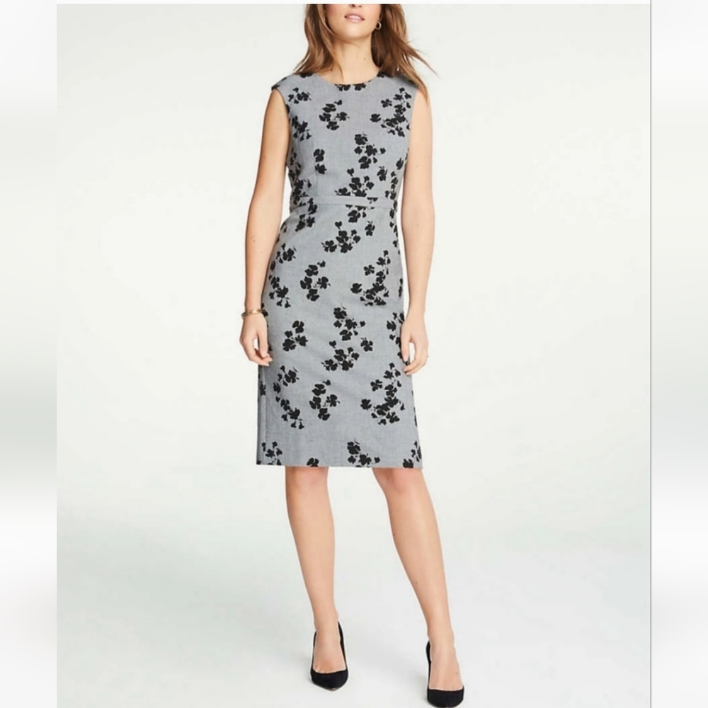 NWT Ann Taylor Floral Gray Dress